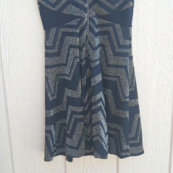 BeBop Dress Fit Flare Mini Metallic Gold Zigzag - Picture 6 of 8